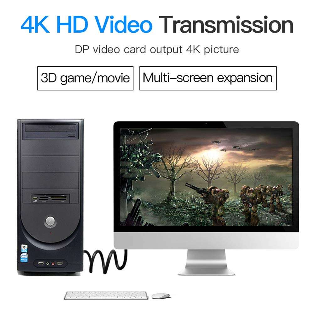 VENTION DisplayPort Cable 1.5m/5ft, DP to DP 1.2 Cable (4K@60Hz, 2K@144Hz) Gold-Plated Interface, 3D DisplayPort Cord Compatible with PC, TV, Monitor, Desktop, Projector 4