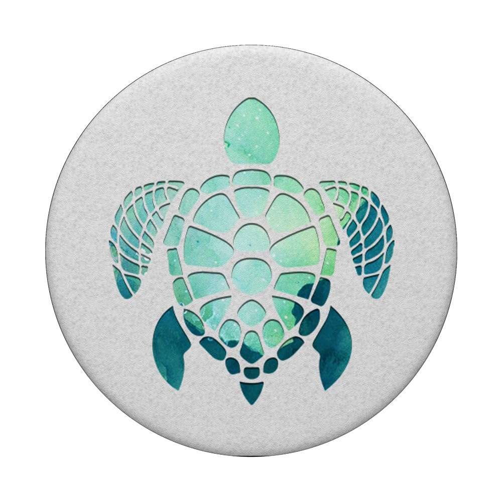 Green Watercolor Turtle Phone Grip On a White pattern PopSockets Adhesive PopGrip 3