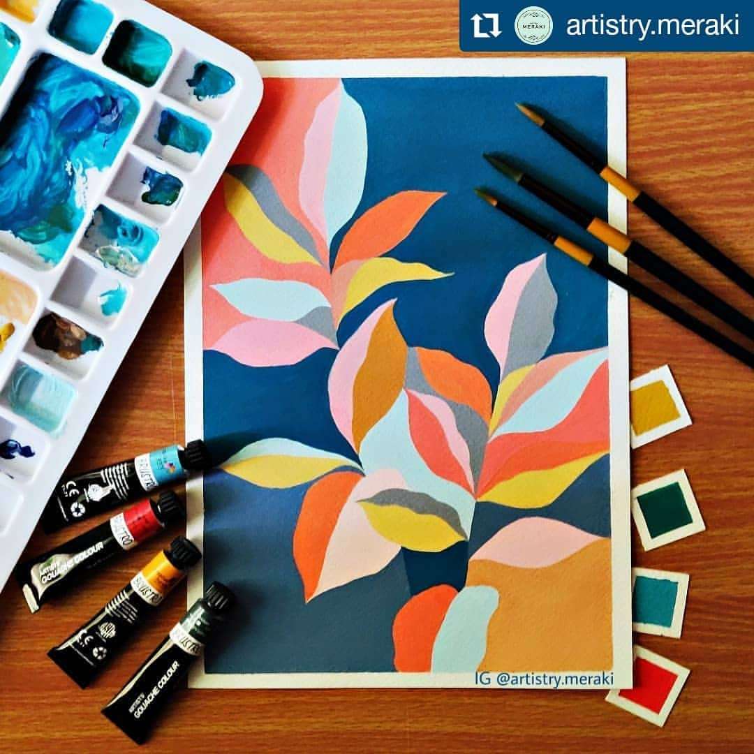 BRUSTRO Artists Gouache Colour Set of 24 (12ML Tubes Each) + Synthetic Brush Set of 15 3