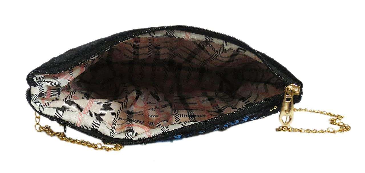 DN CREATION Sitara Sling Bag with Chain for Womens (Blue) 4