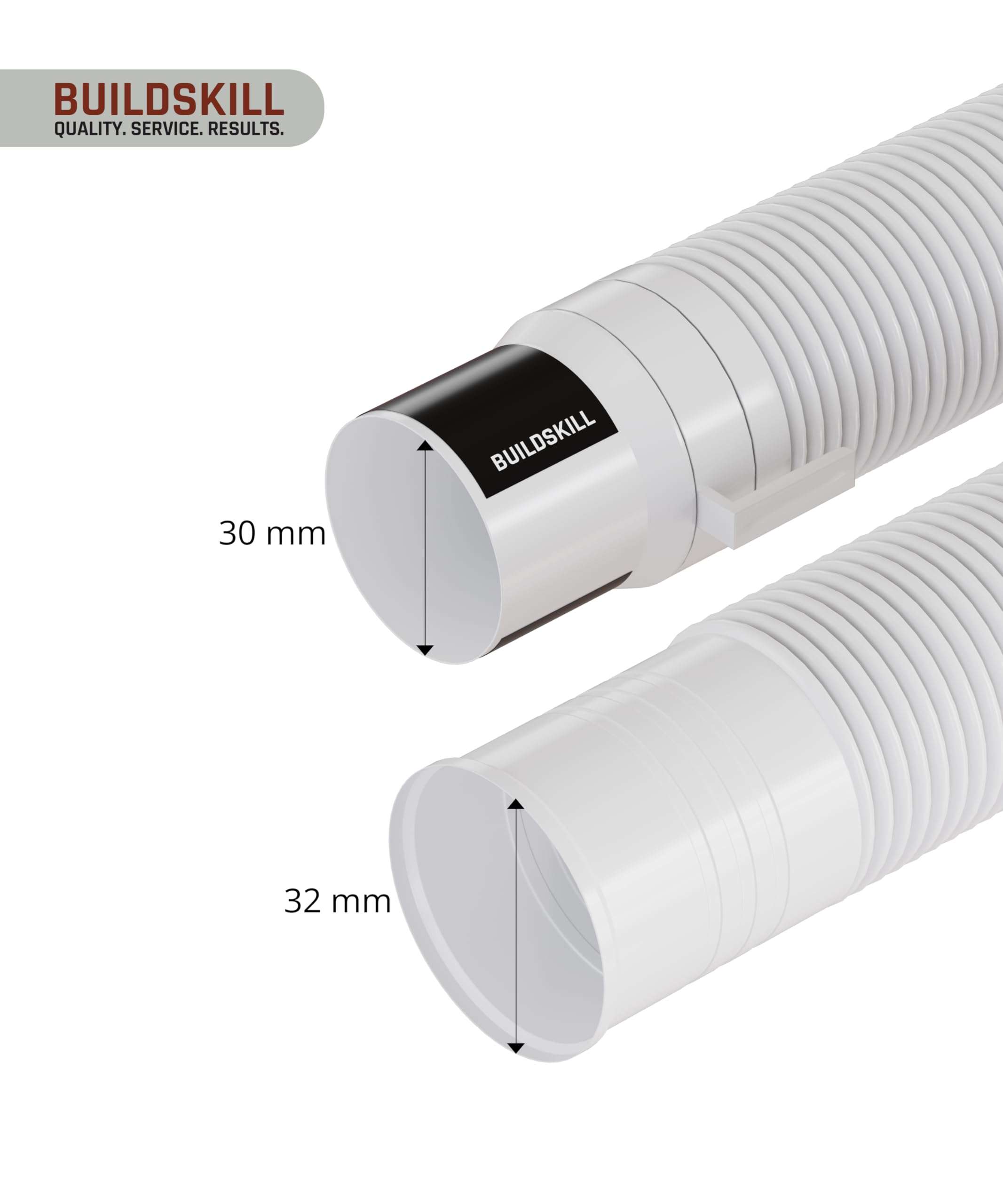 BUILDSKILL Semi-Automatic Washing Machine Drain Pipe 1.5 Meters | In-Built Anti-Slip Hook | Leakproof Solid Built | Flexible Design | 5-8Kg Washing Machine Pipe Outlet Drain (Pack of 1- White) 5