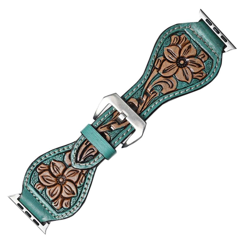 American Darling Floral Hand Tooled I watch Men Women Genuine Leather Strap 1