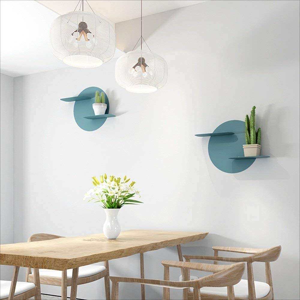 YGCBL Office Desk,Decorative Table,Folding Table Wall Shelves Iron Wall Shelf Tv Couch Background Wall Hanging Clapboard Color Optional Size Optional,Blue,39 * 24Cm 3