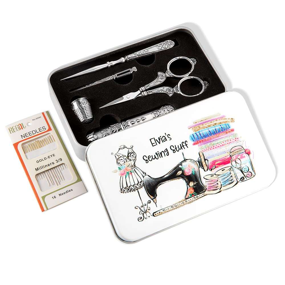 Custom Embroidery Scissors Kit, European Antique Vintage Sewing Box Set for Travel, Embroidery/Sewing Supplies, Gifts for Tailors/Fashion Designer