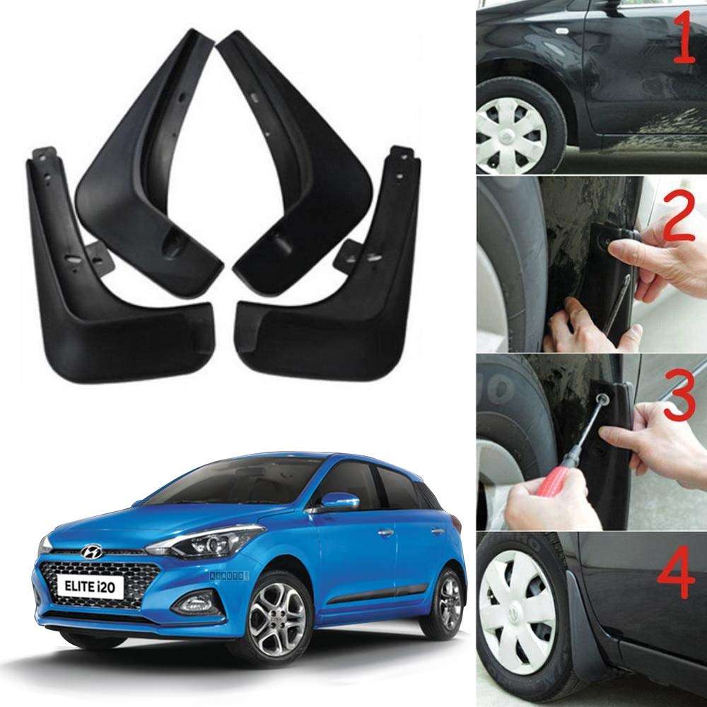 Oshotto (O.E.M Fitting Cup Type) Mud Flap/Splash Guard Compatible with Hyundai i20 Elite 2014,2015,2016,2017 (T-I) (Set of 4) 1