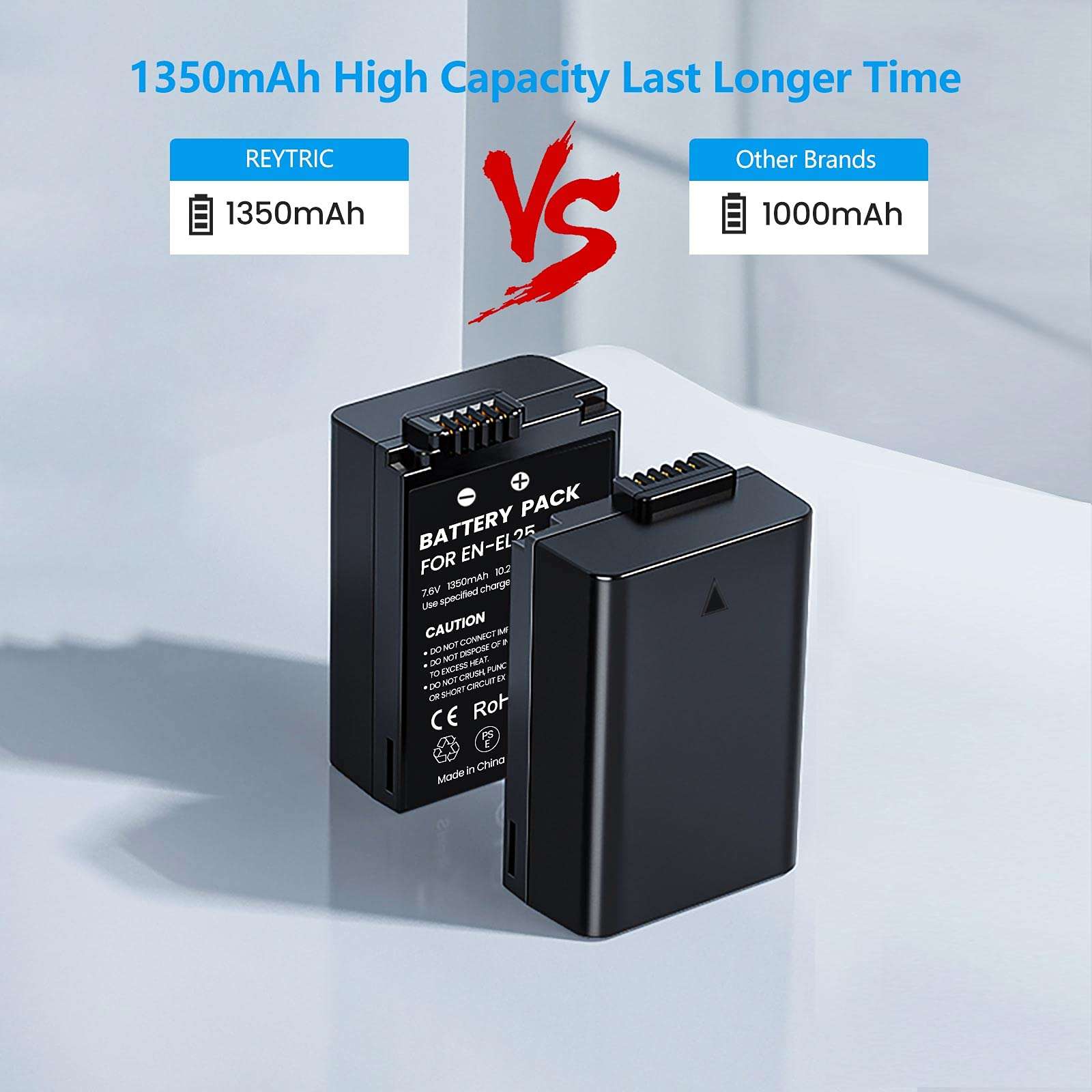 REYTRIC 2-Pack EN-EL25 Batteries and Dual USB Charger for Nikon Z50, Z 50, Z fc Digital Cameras Compatible with Nikon EN-EL25 ENEL25,EN-EL25a 4241 Battery, MH-32 Charger 4