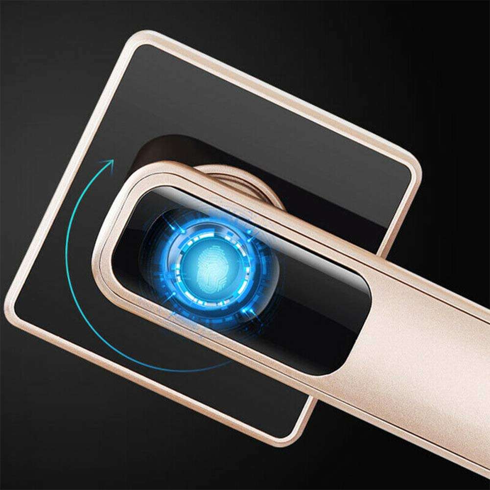 KOET Electronic Biometric Fingerprint Door Lock, Keyless Entry Door Lock Deadbolt for Bedroom Front Door - Built-in Rechargeable Battery - Black/Gold 1