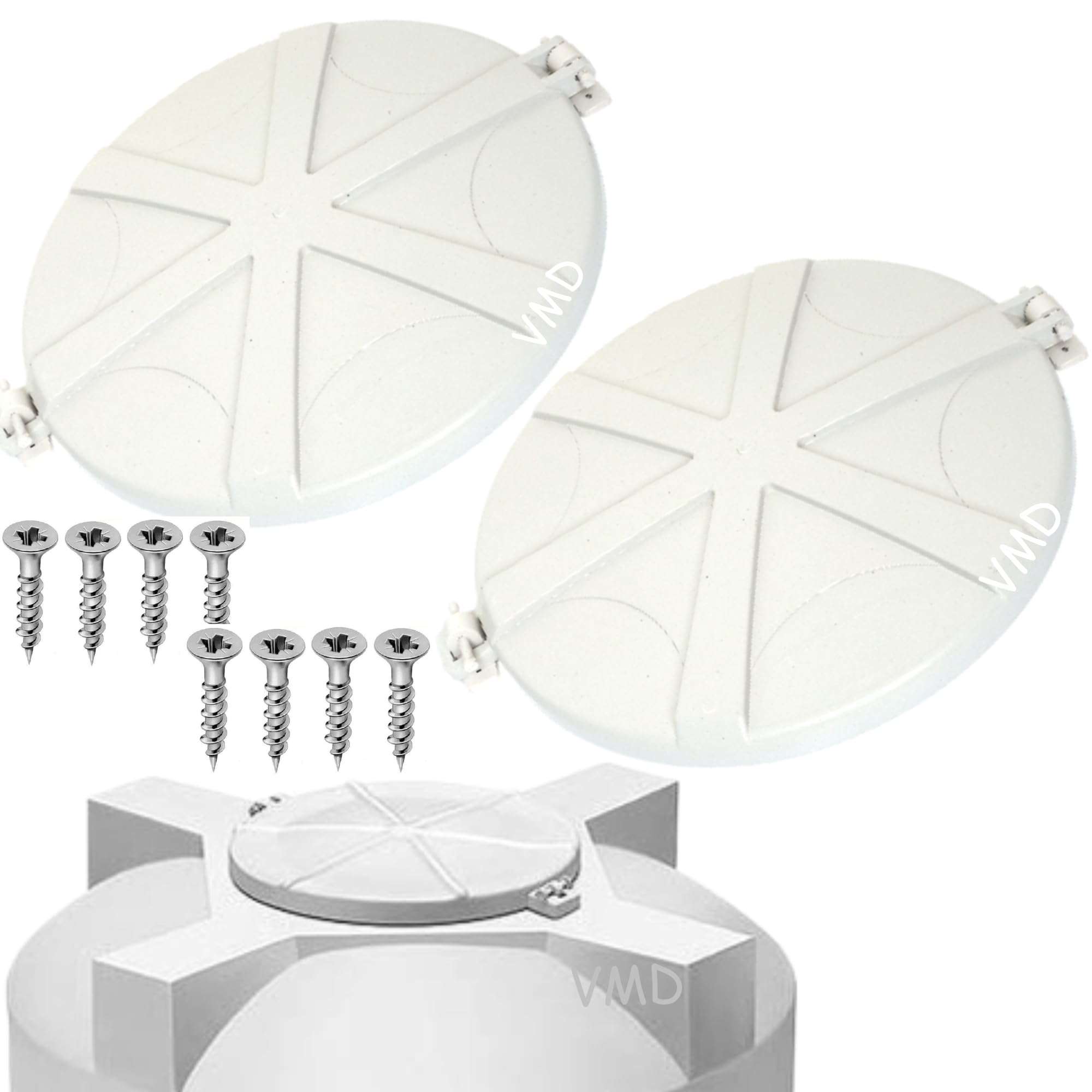 VMD, All In One WHITE Water tank lid (19.5") Hinge Type, virgine, Pure Unbreakable, Durable, for 500/750/1000/1500/2000 ltr. tank (PACK OF 2) 1