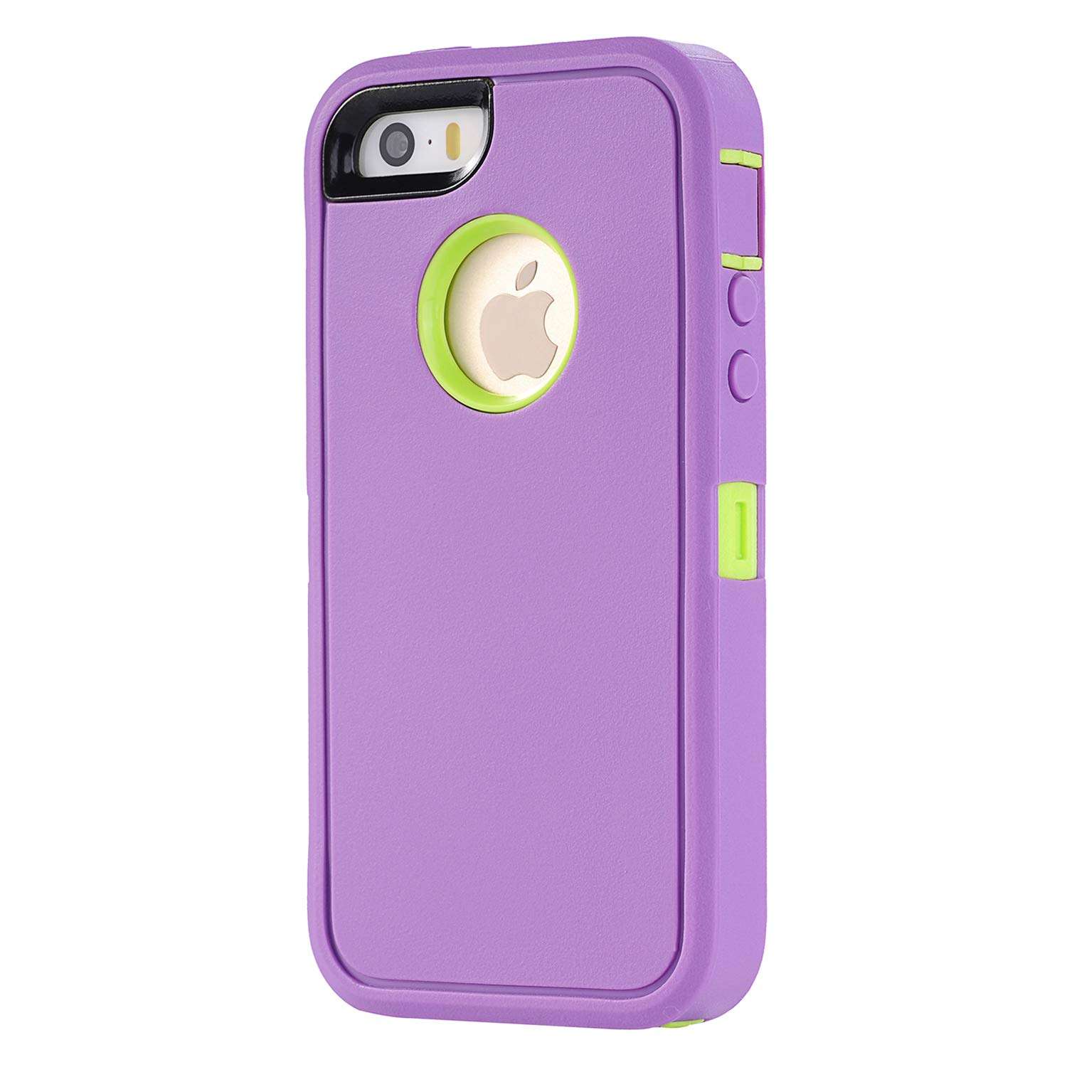 iPhone SE Case,(1nd gen) Lordther [ShieldOn Series] Hybrid Synthetic Rubber TPU Covers with Screen Protector Only for iPhone SE 5SE 5 5s (Purple Green) 3