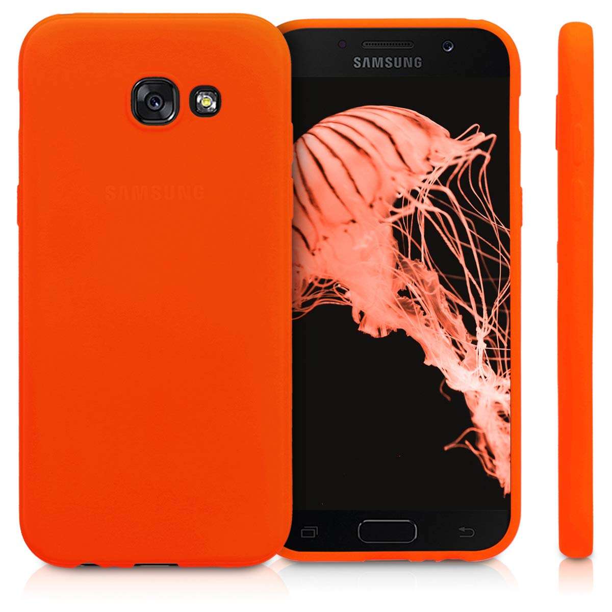 kwmobile TPU Case Compatible with Samsung Galaxy A5 (2017) - Case Soft Thin Slim Smooth Flexible Protective Phone Cover - Neon Orange 5