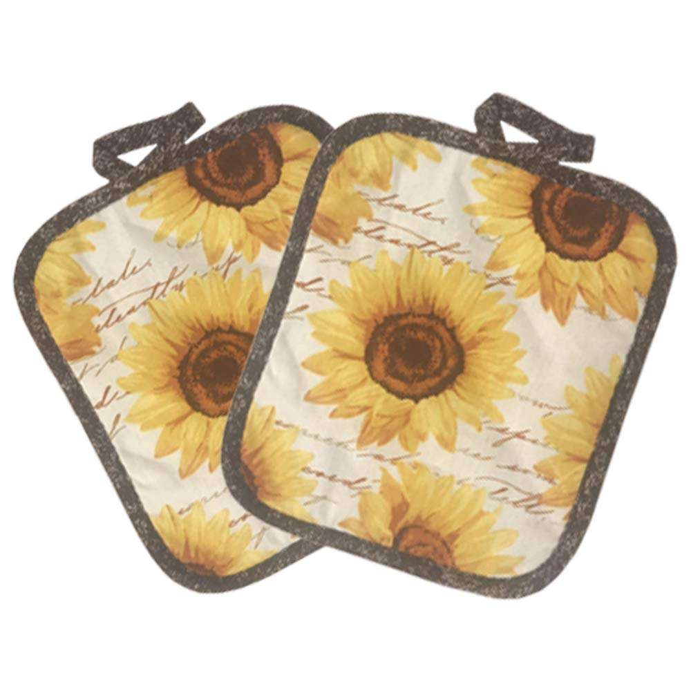 Lobyn Value Packs Golden Sunflower Kitchen Towel 5 Piece Linen Set 2 Towels 2 Pot Holders 1 Oven Mitt 3