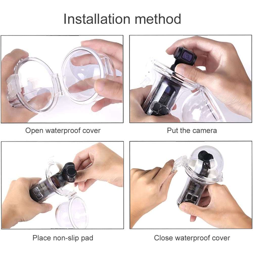 Camera Waterproof Case, 60M Waterproof Underwater Camera Housing Supports 360 Degrees Panorama Shooting for DJI for OSMO Pocket for Skiing,Diving, Swimming 3
