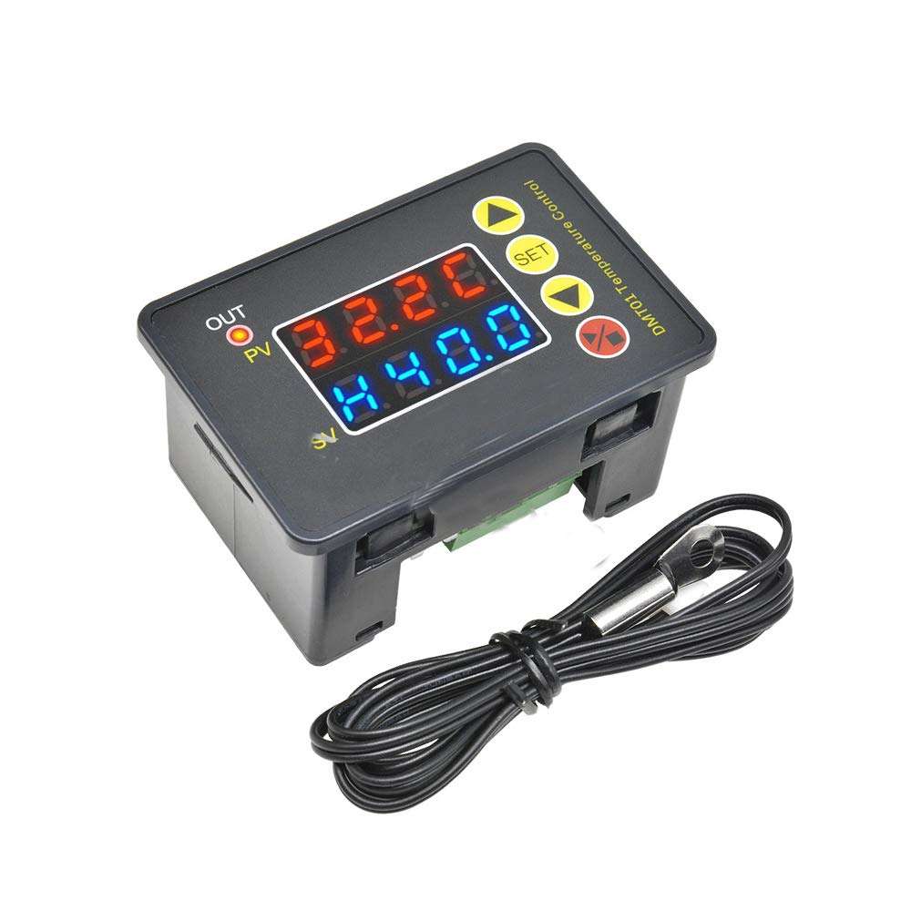 WSDMAVIS 1 Pcs DC 12V Temperature Controller Digital Thermostat Controller Microcomputer Temp Control Module 4-Bit Dual LED Display with NTC 10K Sensor,WS287 1