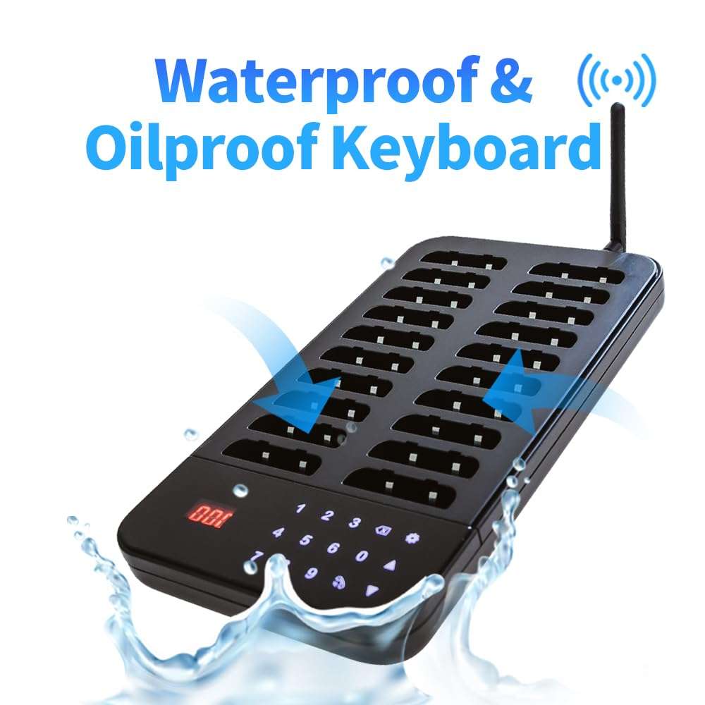 AGJ Restaurant Pager Wireless Calling System 20 Beepers Guest Customer Queue Pagers for Food Court Food Truck Church Nursery Clinic Coffee Shop with Buzzer Vibration Flash 5