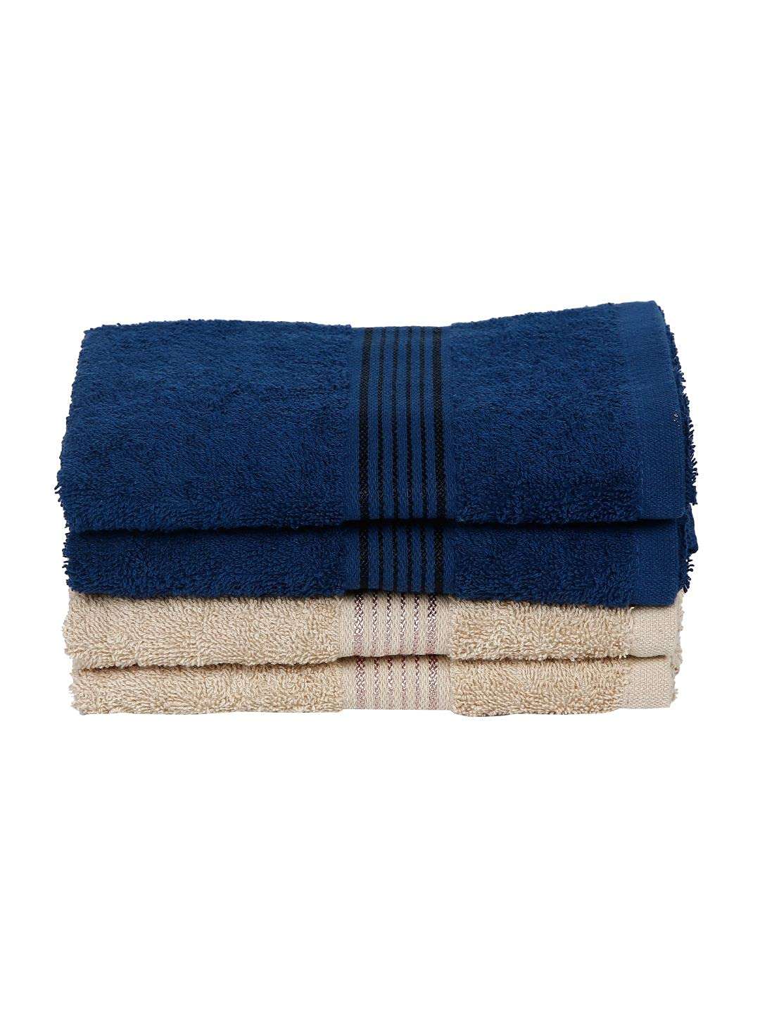 KOPA Quick Dry 100% Cotton Soft Terry Towel -4pc Hand Towel (d'ross) - Super Absorbent, Lightweight, Odour Free - for Men, Women, Kids Solid-Multi 3