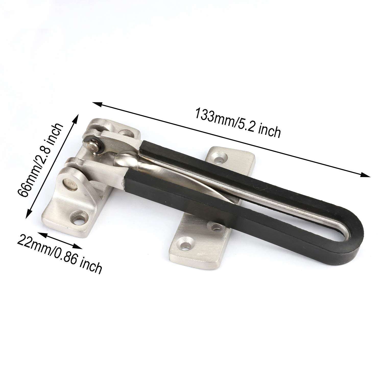 TOGU Solid Thicken Security Door Chain Guard,Gate Latches Swing Bar Door Lock for Home,Apartment,Hotel,Dormitory,Satin Nickel,4pcs 3