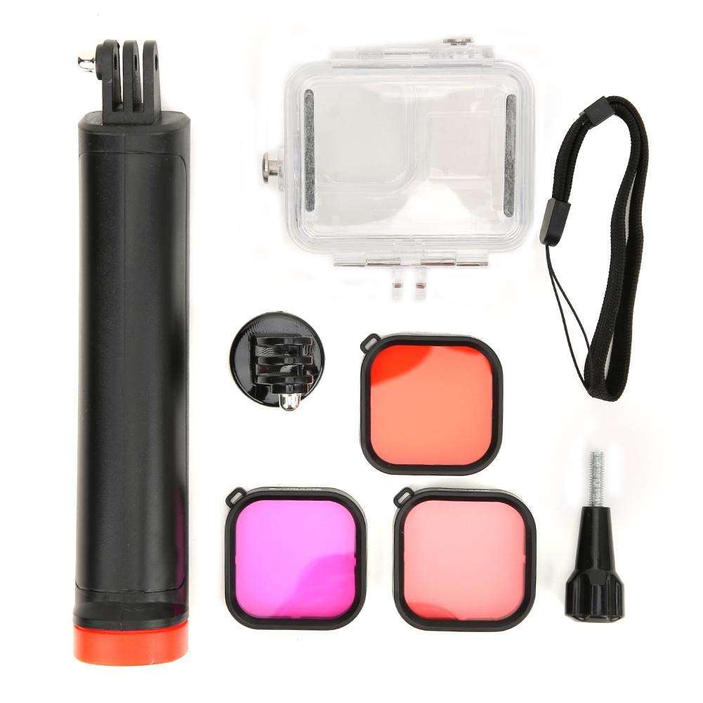 Akozon Diving Waterproof Shell Floating Rod 60m Waterproof Shell Underwater Case Diving Filter Floating Rod Accessory for Hero 8 Sports Camera Floating 8 Waterproof Camera case 2