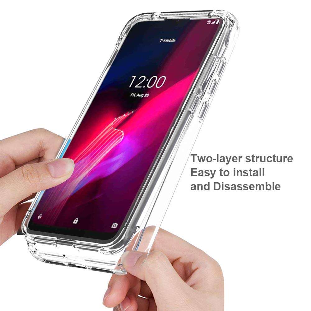 Dzxouui for T-Mobile Revvl 4 Case,TCL Revvl 4 Case,Heavy Duty 2 in 1 Shockproof Bumper Hybrid Back Clear TPU Protection Cover Phone Cases for T-Mobile Revvl 4(Clear/Purple) 5