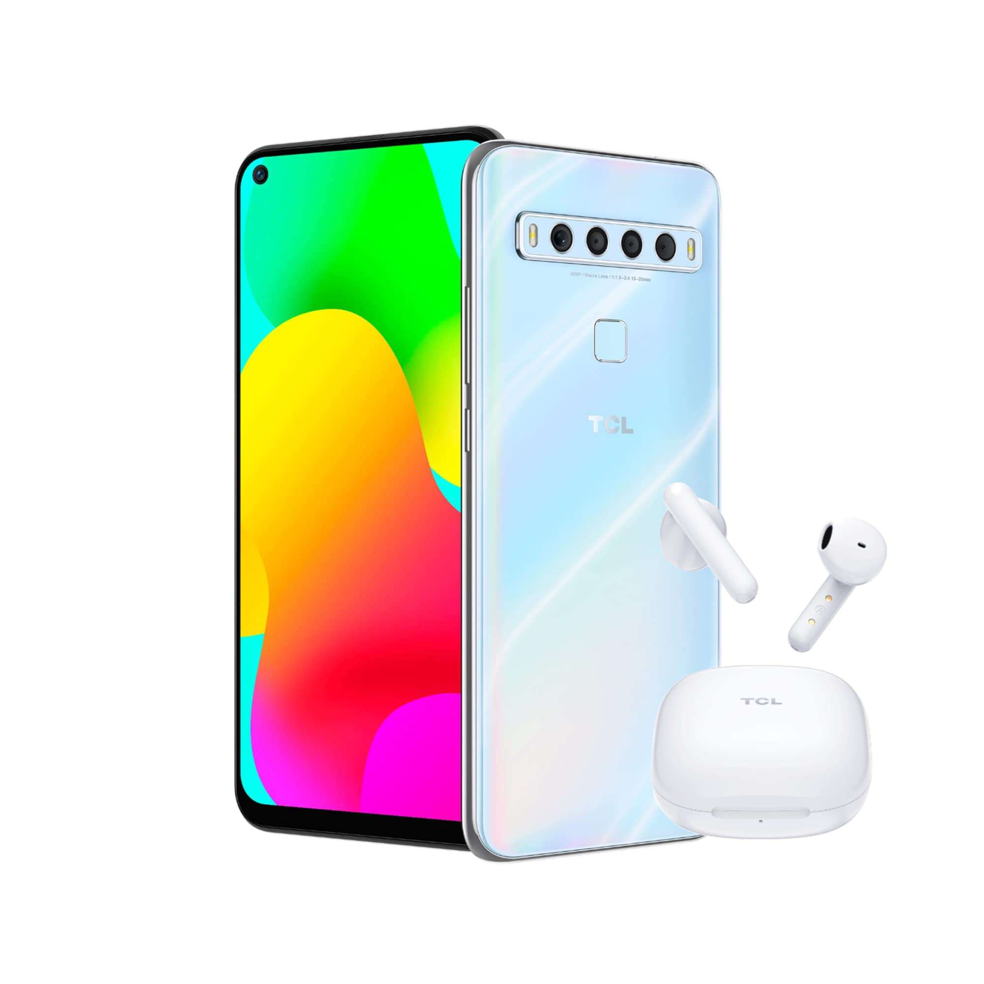 TCL 10L, Unlocked Android Smartphone, 256GB+6GB RAM Android Phone, 4000mAh Verizon Phone Arctic White S150 True Wireless Earbuds, Deep Bass with 13mm Drivers