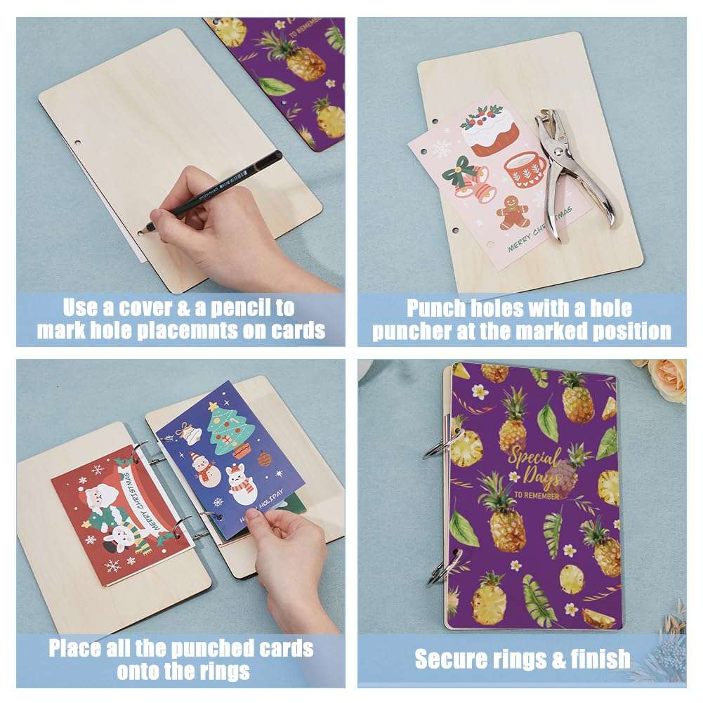 SUPERDANT Special Day to Remember Greeting Card Holder Organizer Wooden Card Keeper Binder Planning Book Pineapples Birthday Cards Keeper Photo Album Cover Wedding Planner Journal Keepsake Gift 5