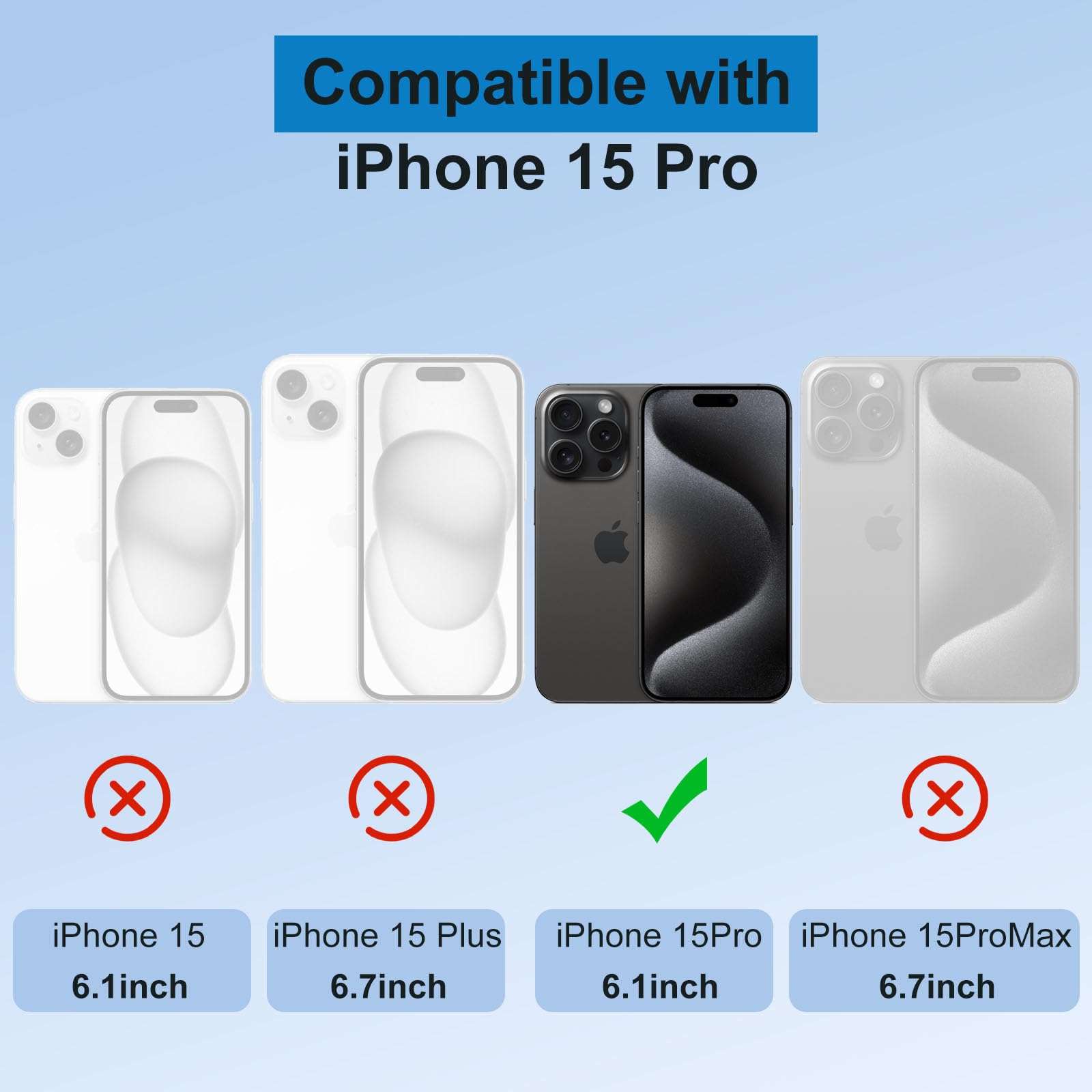 GLIMALL 3 Pack Screen Protector for iPhone 15 pro with 3 Pack Camera Lens Covers, HD Tempered Glass, 9H Hardness, Full Coverage, Scratch-Resistant, Waterproof, Bubble-Free 4