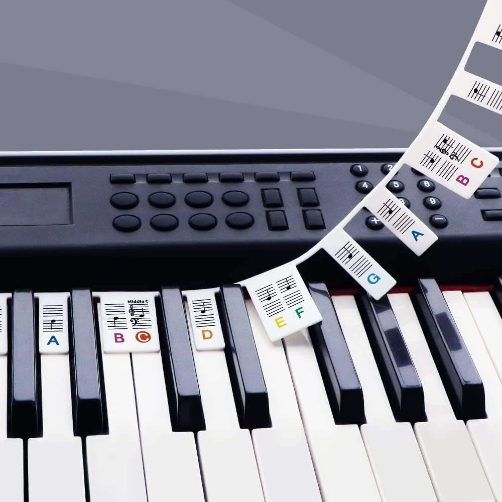 Removable Piano Keyboard Stickers (Note Labels for 61-KEYS) Silicone Reusable Piano Keyboard Stickers for Beginners 2