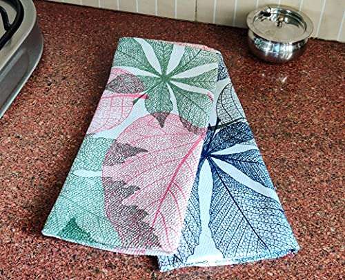 ecoprint Pure Cotton Kitchen Towel | Cleaning Towel | Drying Towel | Multi-Purpose | (Pack of 2/4 - Multicolored Printed Towels) (2) 3