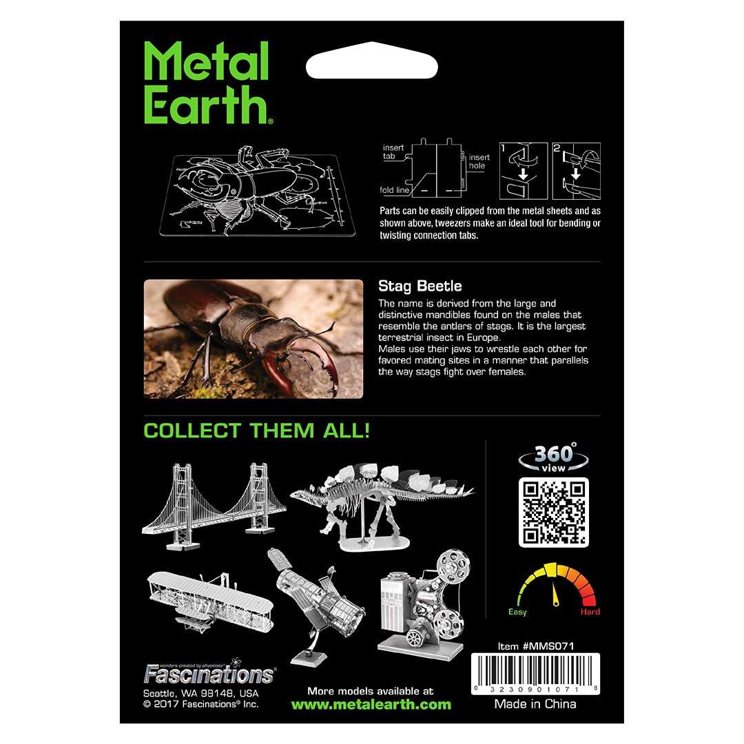Metal Earth Fascinations Stag Beetle 3D Metal Model Kit 3