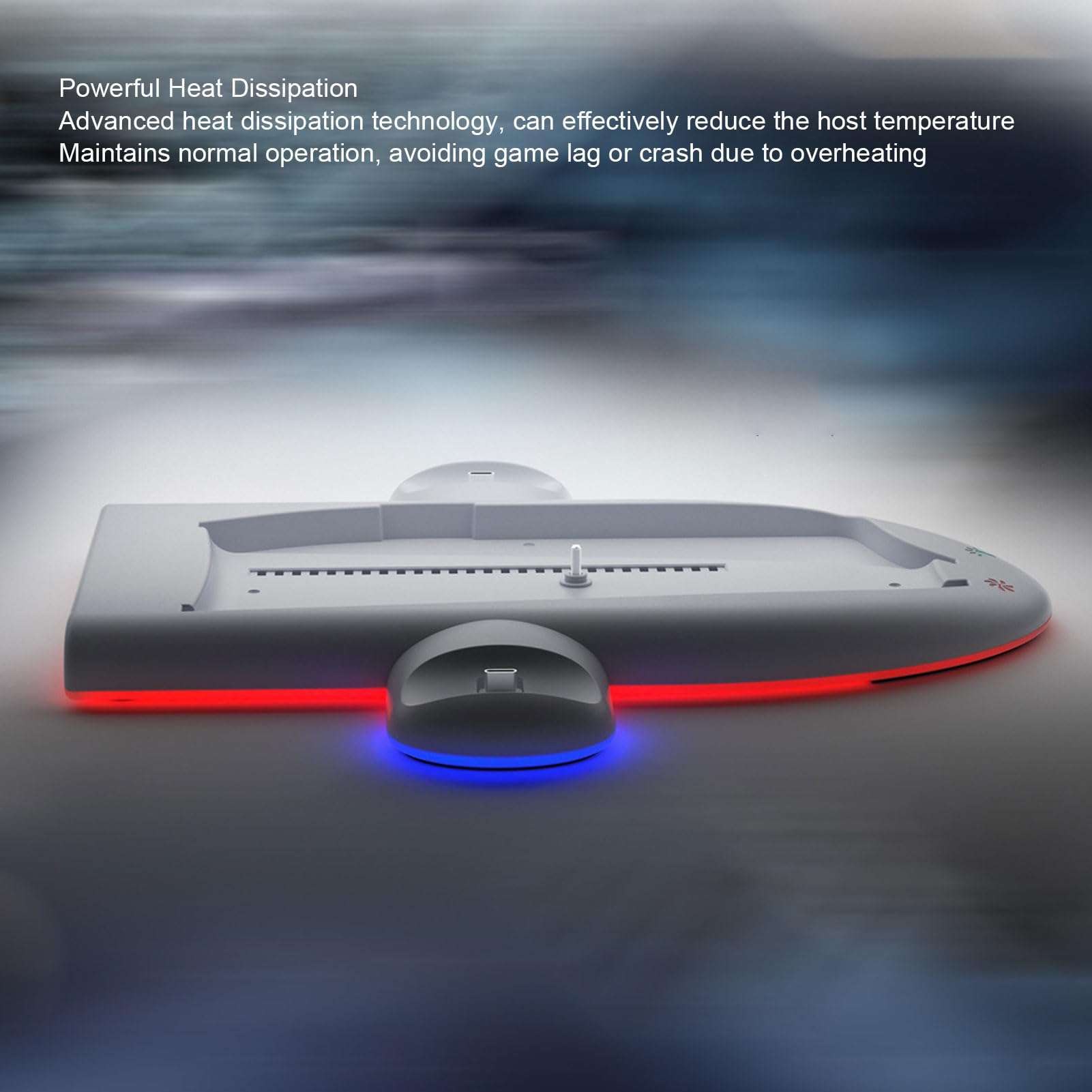 Game Controller Charging Station, Professional Dual Slot Game Controller Cooling Stand with RGB Light, USB Port Expansion, Slim Console for Controller 4