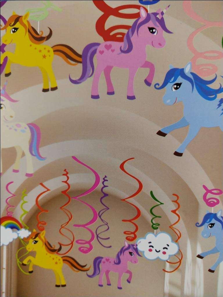FunBlast Unicorn Theme Birthday Decorations Swirls Hanging Decorations 12 Pcs for Girls Party Decoration, Ceiling Decor Supplies, Swirl Backdrops, Magical Decorations 4