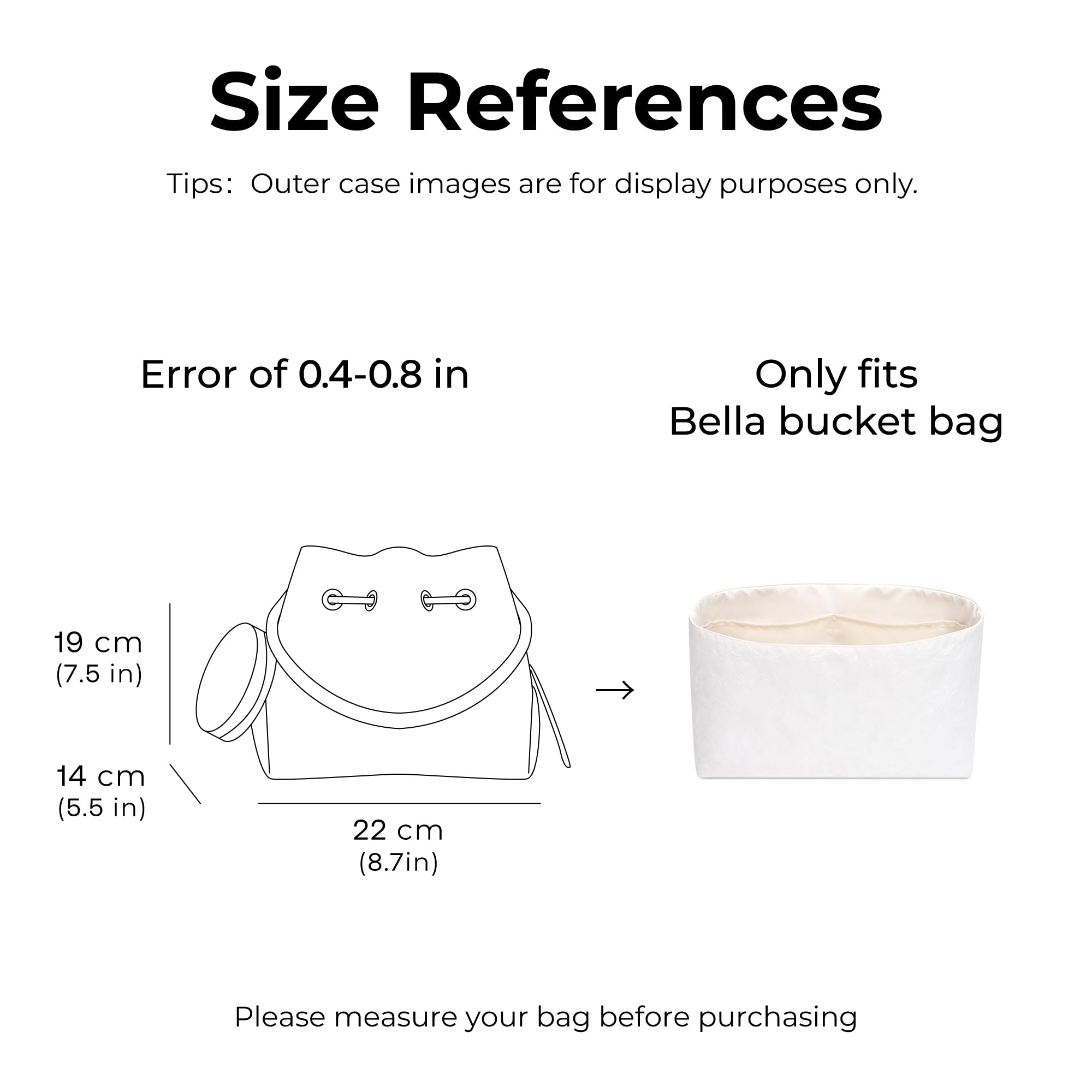 FANJI Project Tote Bag Organizer Insert for LV Bella Bucket Bag Handbag, Custom Fit Inside Premium Craie Lightweight WaterResistant Purse Insert 3