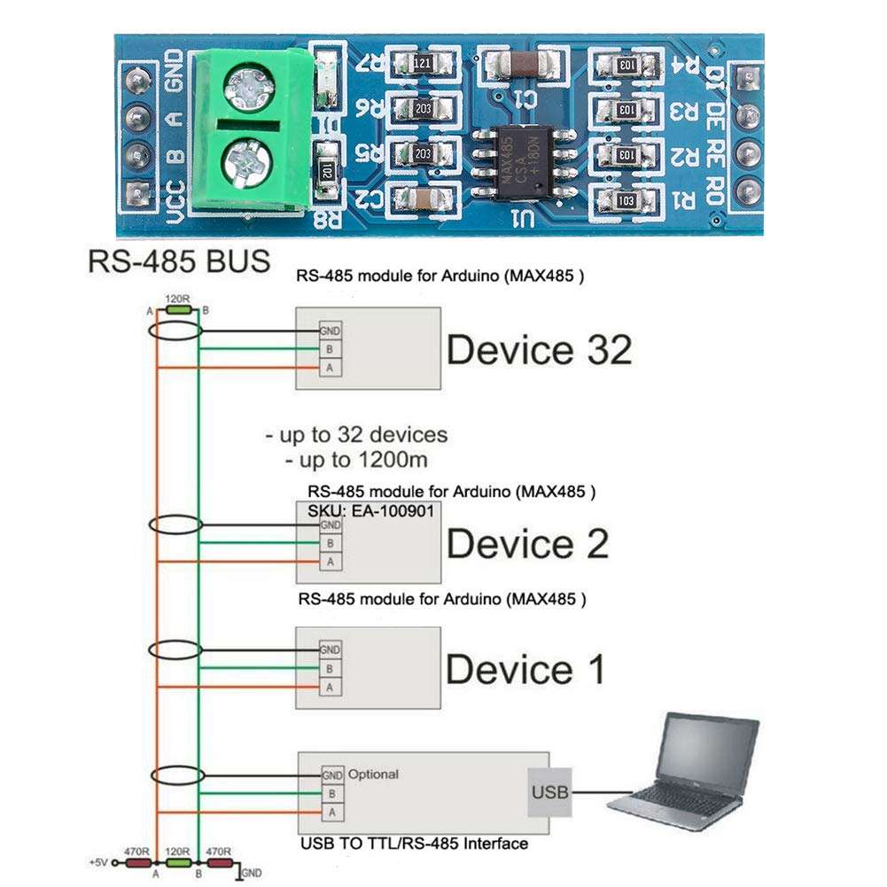 ANMBEST 10PCS MAX485 RS485 Transceiver Module TTL UART Serial to RS-485 Module for Arduino Raspberry Pi Industrial-Control 4
