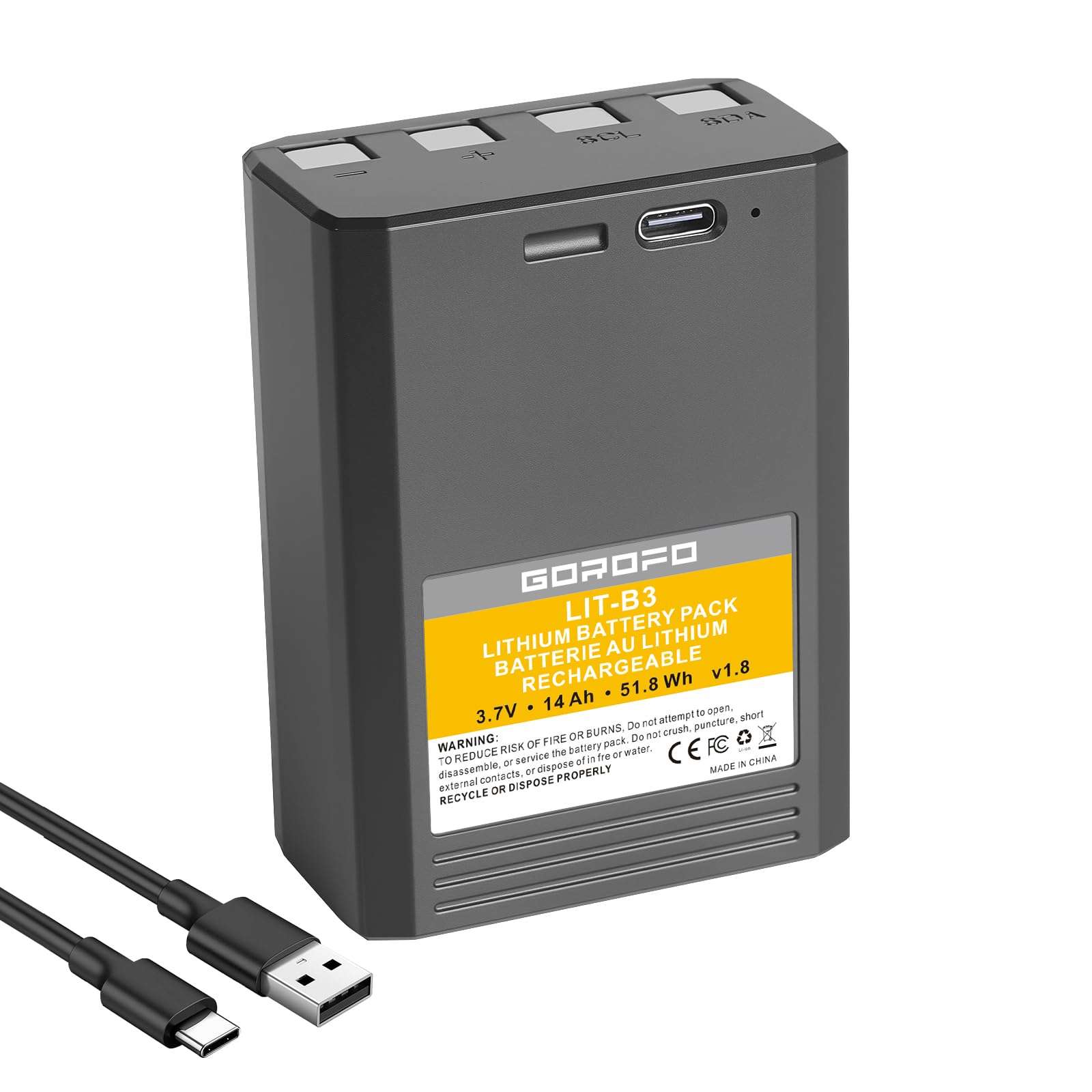 GOROFO Vosker V300 VKX Security Cameras, Rechargeable Lithium Battery with Fast Charge, Weather-Resistant Power Supply