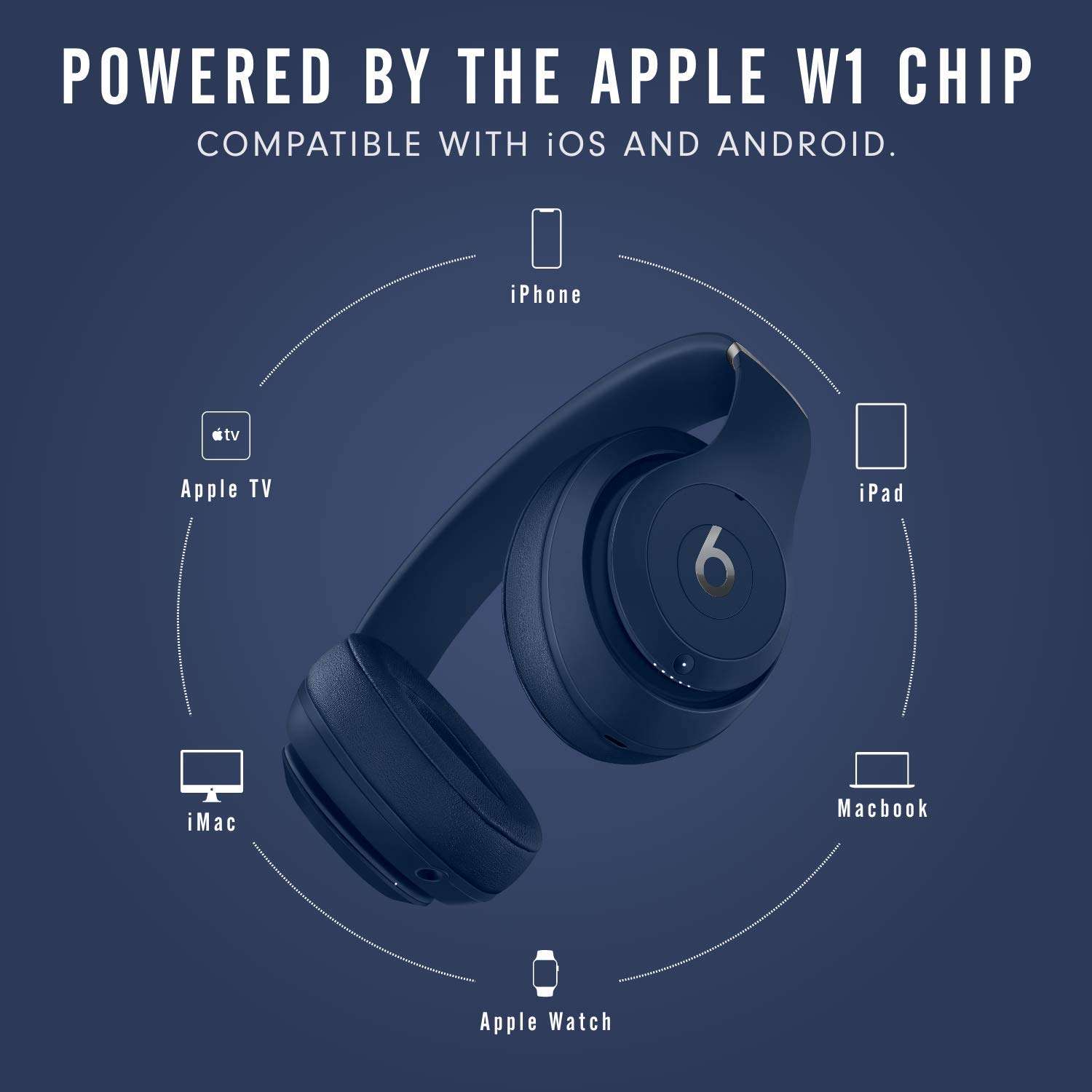 Beats Studio3 Wireless Noise Cancelling On-Ear Headphones - Apple W1 Headphone Chip, Class 1 Bluetooth, Active Noise Cancelling, 22 Hours of Listening Time, Built-in Microphone - Blue 5