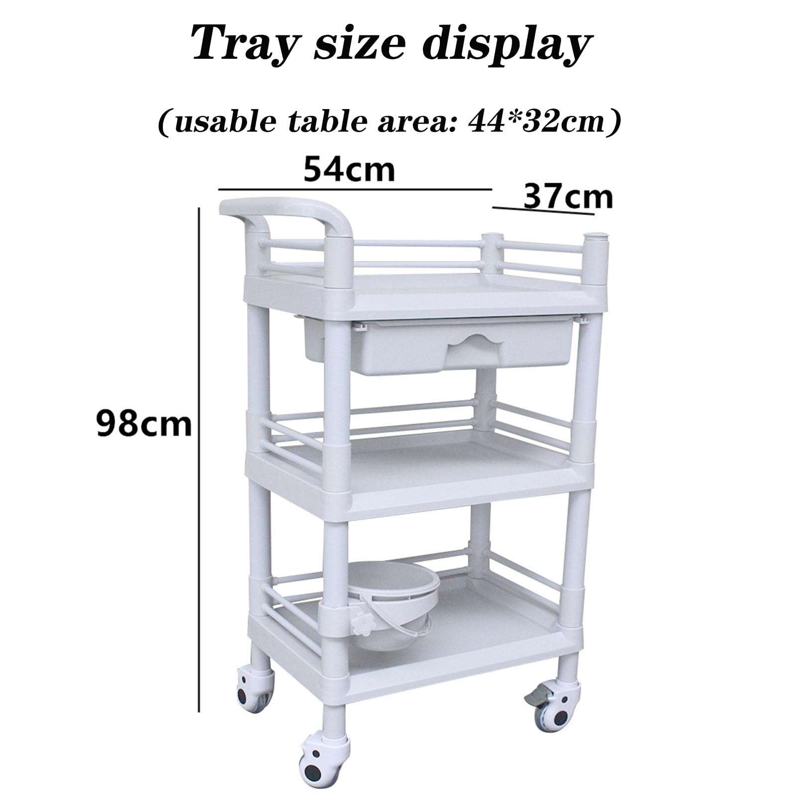 WLEJSL Rolling Utility Cart, Multi Layer Esthetician Cart with Wheels Mobile Medical Carts Crash Cart with Wheels for Beauty, Salon, SPA, Commercial,A2 3
