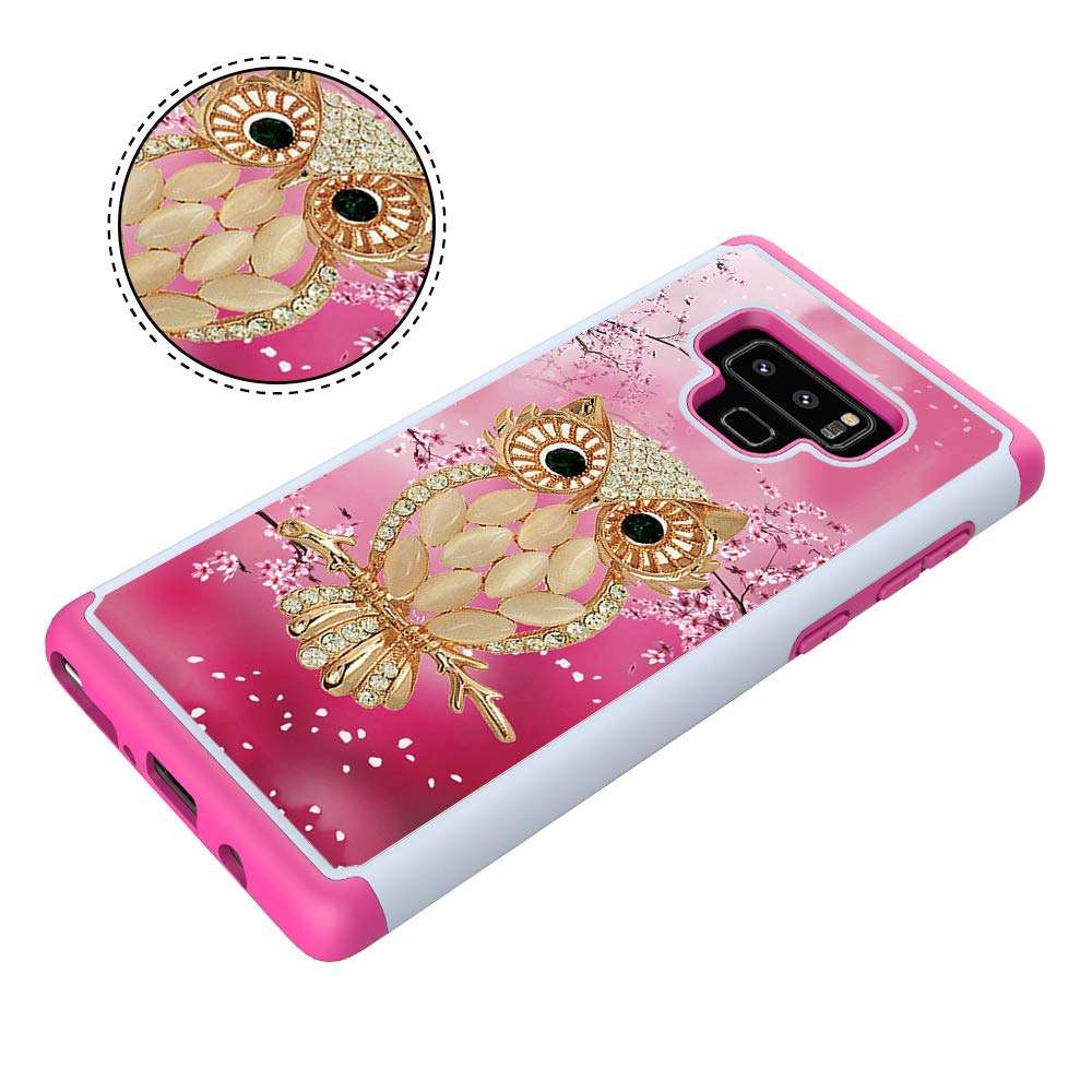 Asdsinfor Galaxy Note 9 Case Painted Print Plastic Dual Layer 2 in 1 Hard PC Soft TPU Silicone Shockproof Anti-Fall Case Cover for Samsung Galaxy Note 9 2 in 1 Seashell Owl CH-YB 4