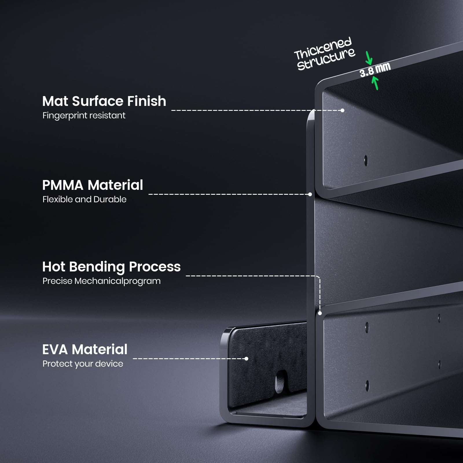 Yikola Acrylic Keyboard Mouse Storage Rack, 3-Tier Keyboard Display Stand-Full Size,Acrylic Frame Holder Stand, Gaming Keyboard Plate Holder Keyboard Mouse Desktop Organizer-Ultra Black 6