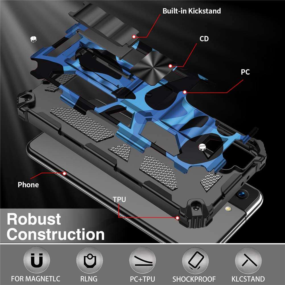 Croazhi S21 Plus Case Phone Case Compatible with Samsung Galaxy S21 Plus 5G Cover Heavy Duty Protection Armor Protective Cases S21+ 5G Case Camouflage with Kickstand Megnetic Shockproof 3