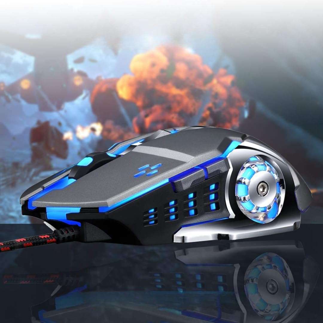 Millennium TECHNOLOGY Wired USB 2.0 Gaming Mouse with RGB Lighting, 3200 DPI LED Backlight 6 Button, 4 Color Breathing Lights with 1.5M Cable for PC, Laptop, Desktop, Gamer 4