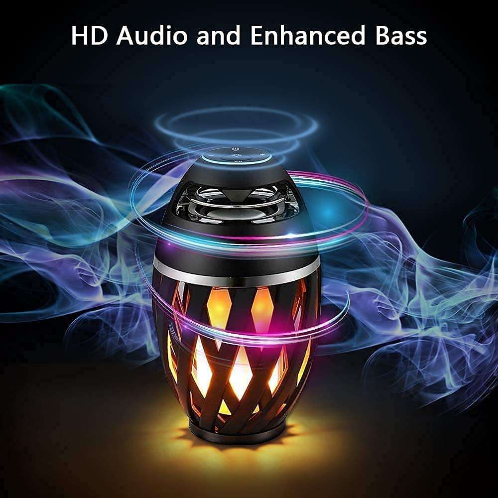 Paktonvo Outdoor Bluetooth Speaker, Wireless Speaker with Flickering Flame Light, Portable Waterproof Flame Speaker with Stereo Enhanced Bass Sound, BT4.2 for Home Patio Garden Camping 2 Pack 2