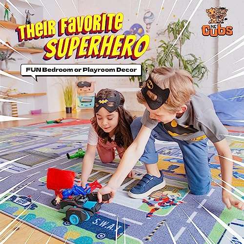 KC Cubs | Batman Gotham City™ Road Map Educational Learning & Game Area Rug Carpet for Kids and Children Bedrooms and Playroom 3