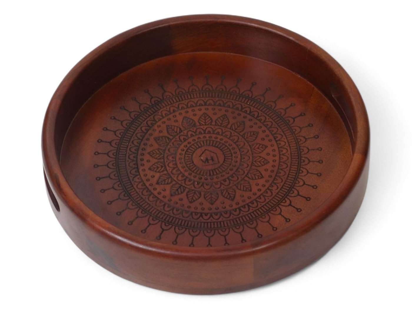 Vesta Homes Premium Wood Round Serving Tray for Home/Kitchen/Restaurant/Office Organizer/Dining Table | Premium Serving Trays | 30.5 x 30.5 x 5 cm | Handcrafted in India 1