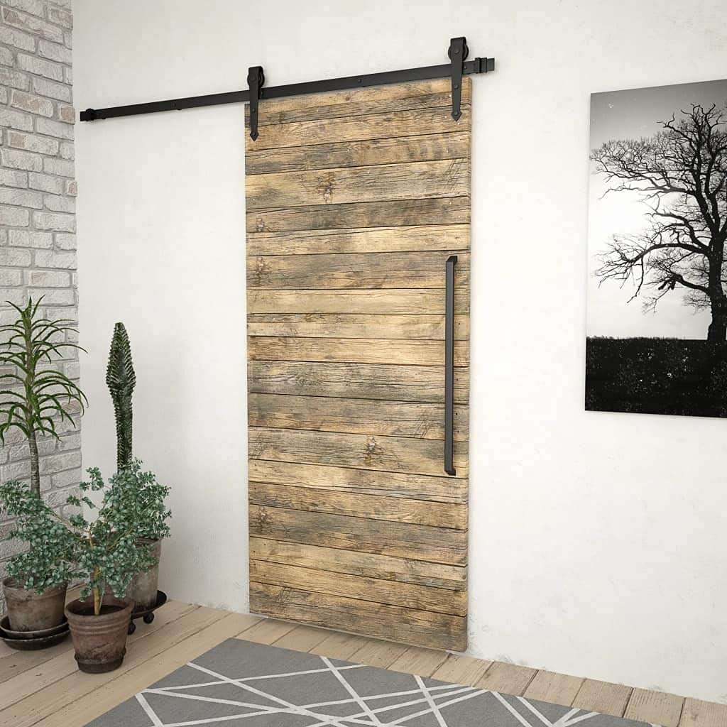 Tidyard Sliding Door Hardware Kit, Barn Door Hardware 72" Steel Black 3