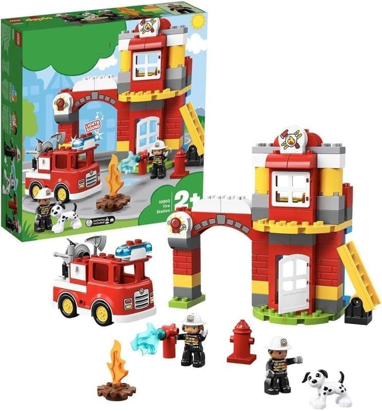 EXOMOON 128 Pieces Fire-Series-Light-Sound-Block-Set, Station-Building-Set, Building-Kit-for-Kids, Cool-Toy Fire-Series-Set, Best-Learning-Roleplay-Construction-Toy-for-Boys-and-Girls -Multicolor