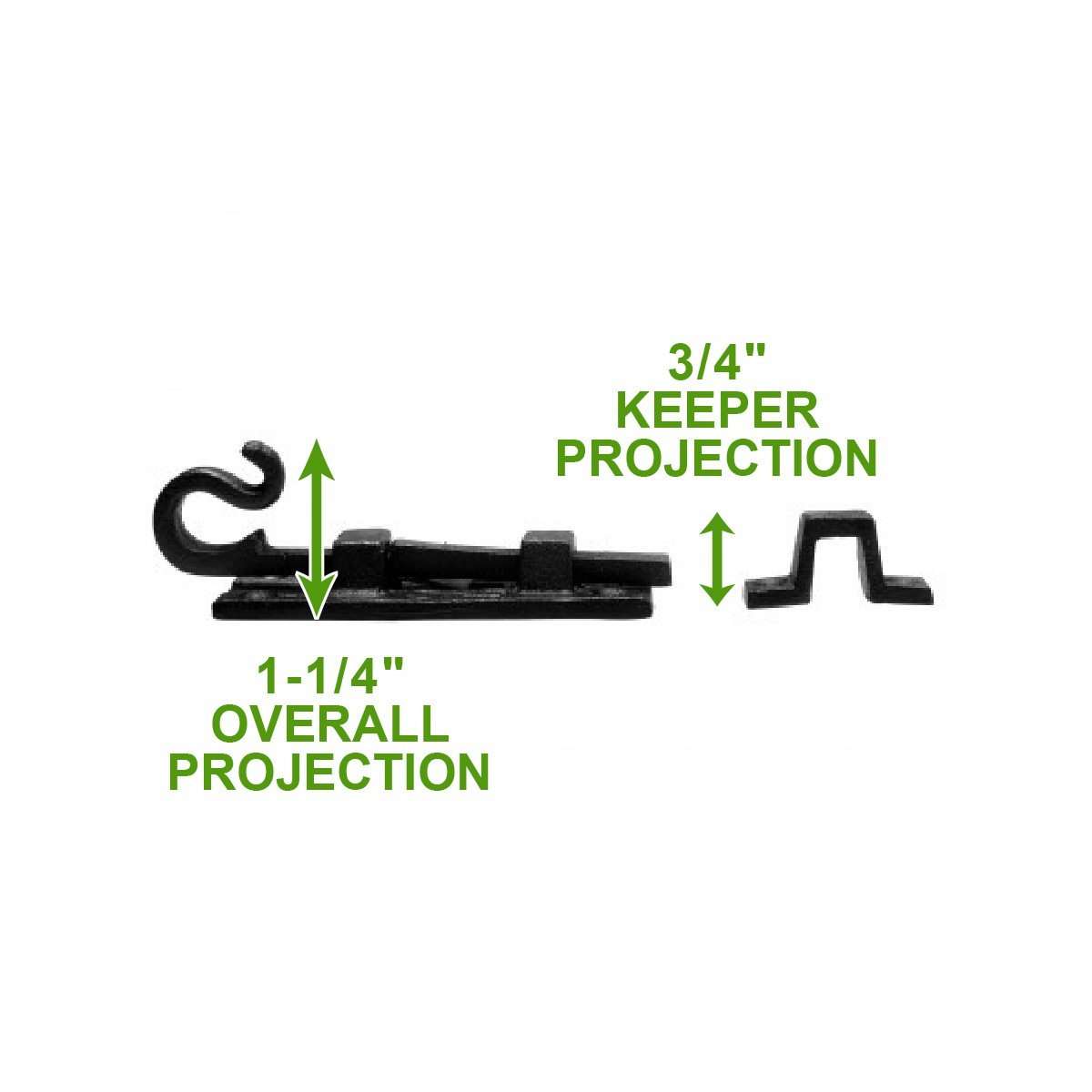 Renovators Supply Manufacturing Black Slide Bolt Door Latch 3 7/8 in. Long Wrought Iron Metal Surface Sliding Bolts with Catch for Cabinet Doors Rust Resistant Security Locks with Hardware Pack of 4 2