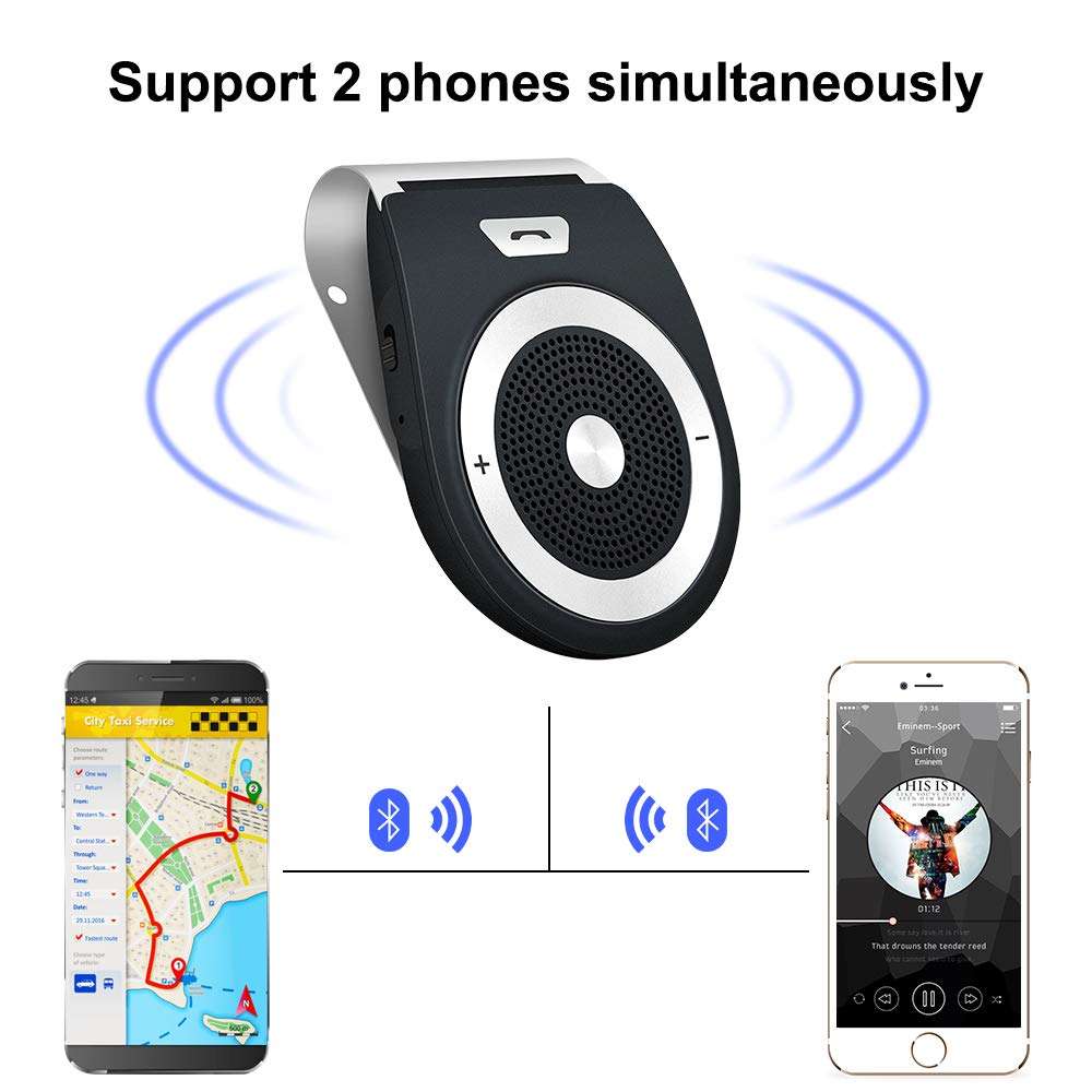 Bluetooth Car Speaker, Aigital Bluetooth Car Speakerphone with Visor Clip, Protable Bluetooth Speaker for Home&Outdoor, Auto Off/Connection, Siri&Google Voice Assistant/Handsfree Calls/Music Playing 4