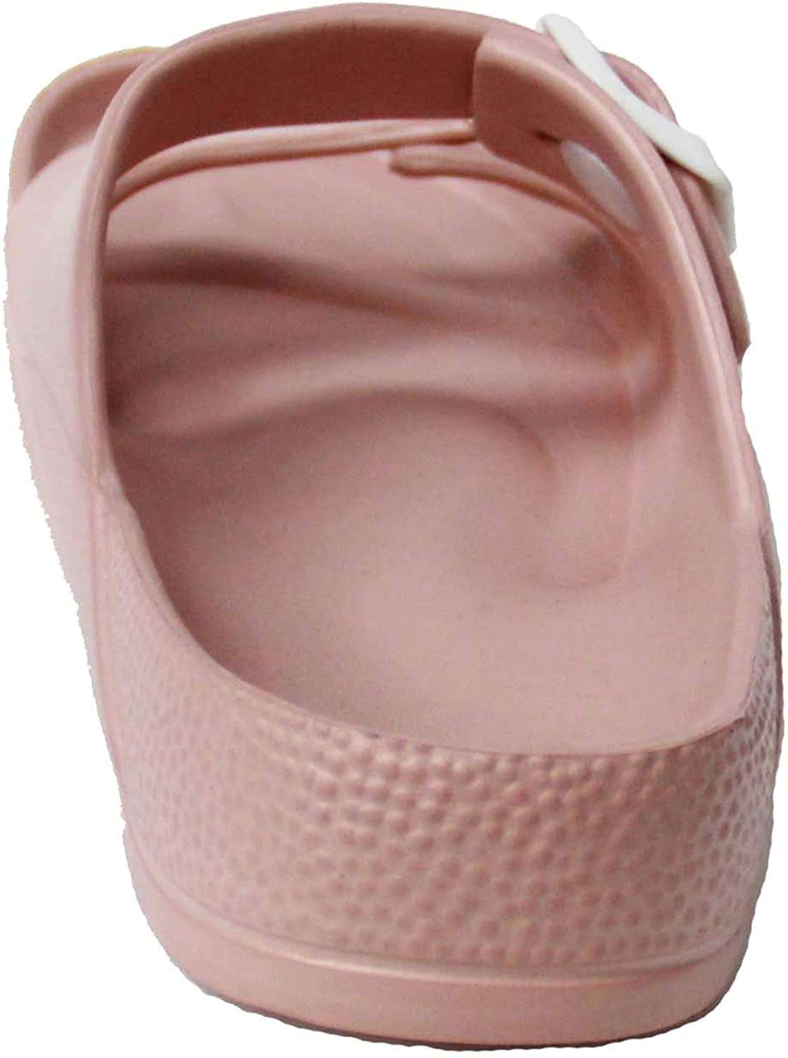 H2K Women's Lightweight Comfort Slides Adjustable Double Buckle Platform Sandals Buddy2, Dusty Rose, 10 4