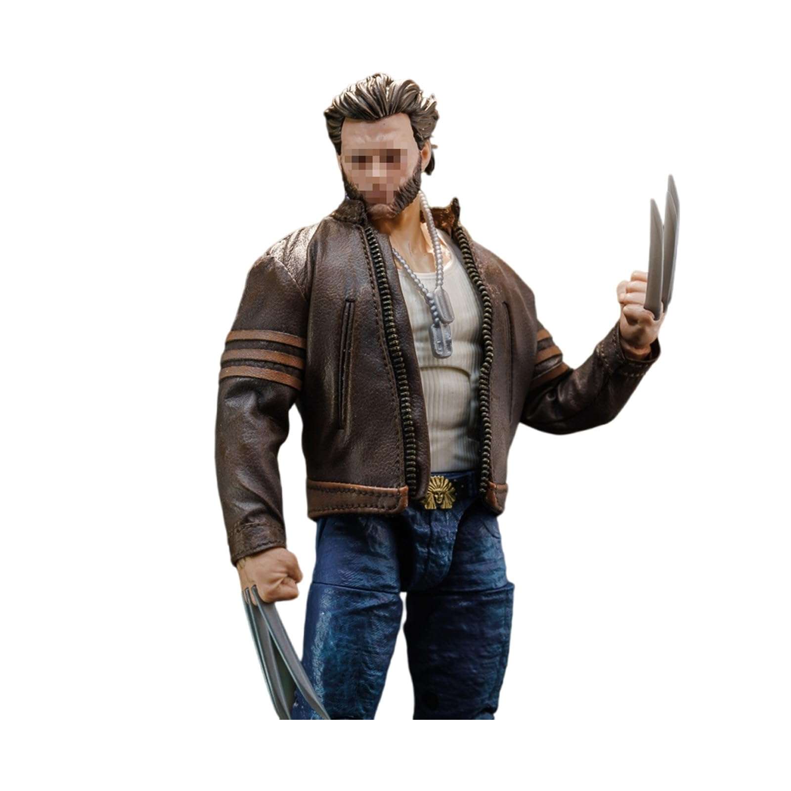 LINZHEAXY 1/12 Action Figure Colthes,Leather Jacket for 6" Male Action Figures,1:12 sacle clothing,Wolverine Jacket.(Style B-old crafted design) 1