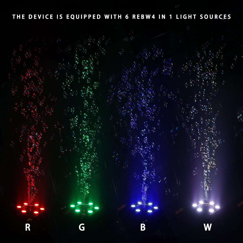 SHEHDS 90W Bubble Machine with LED 6x4W RGBW, Powerful 7-Blade Fan Engine, Manual Tilt 180° Adjustment, Automatic Bubble Maker, Large Foam Output Adjustable Angle, for Stage, Party, Wedding, Concert 4