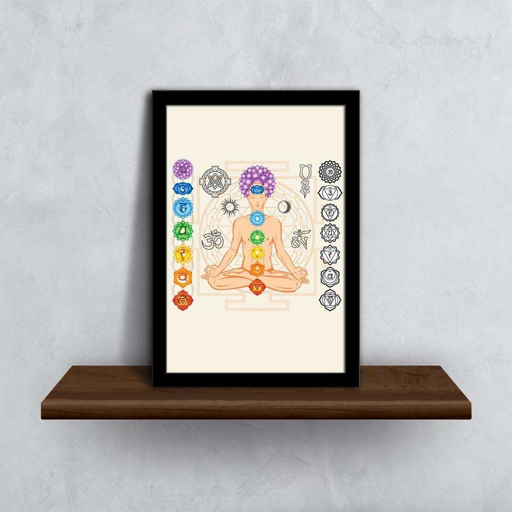 ArtzFolio Man With Chakras & Esoteric Symbols Paper Poster Black Frame | Top Acrylic Glass 9 x 13 inch (23 x 33 cms) 1